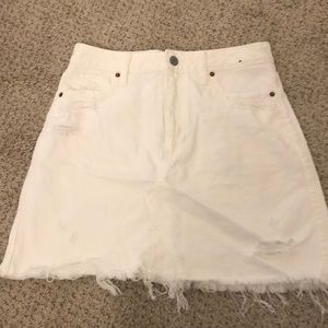 Size 4 Distresses White Denim Skirt A&F